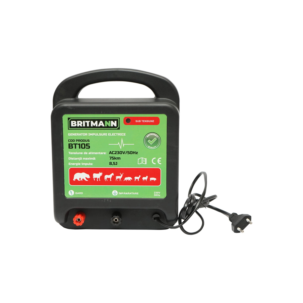 AC230V/50Hz 8.5 Joule 75km impulse generator for electric fence BRITMANN